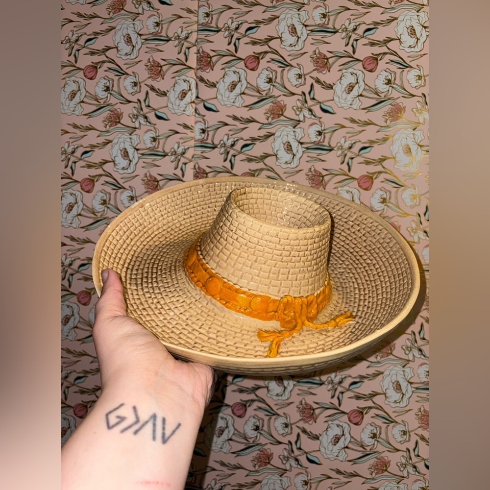 Vintage Ceramic Sombrero Chip & Dip Plate